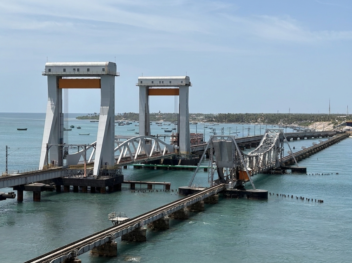 Pamban Bridge by Train